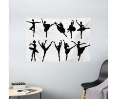 Monochrome Ballet Dancer Wide Tapestry