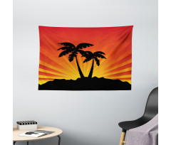 Sunrays Palm Trees Shade Wide Tapestry