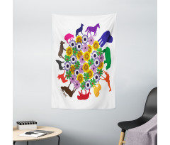 Flowers Wild Animals Tapestry