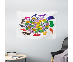 Flowers Wild Animals Wide Tapestry