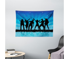 Dancing Crowd Sunrays Wide Tapestry