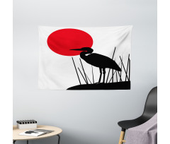 Heron Bird on Japanese Wide Tapestry