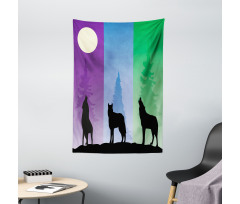 Wolf at Night Howling Tapestry