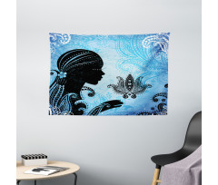 Girl Lotus Art Wide Tapestry