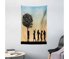 Children Dance Shade Art Tapestry