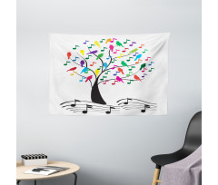 Tree with Notes Happiness Wide Tapestry