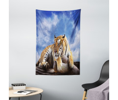 Tiger on Wood Wildlife Tapestry