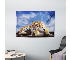 Tiger on Wood Wildlife Wide Tapestry
