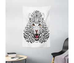 Angry Wild Leopard Tapestry