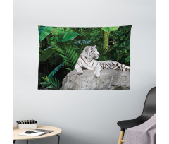 White Tiger in Jungle Wide Tapestry