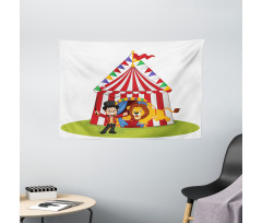 Cartoon Lion Jumping Ring Wide Tapestry