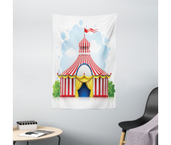 Striped Tent with Flag Tapestry