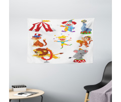 Circus Wild Animals Wide Tapestry