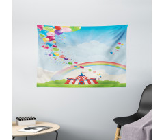 Circus Rainbow Clouds Wide Tapestry