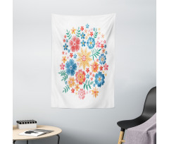 Colorful Folk Flowers Circle Tapestry