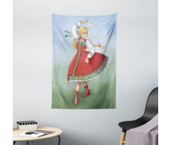 Slavic Girl Dancing Drawing Tapestry