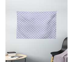 Monochrome Damask Leaves Wide Tapestry