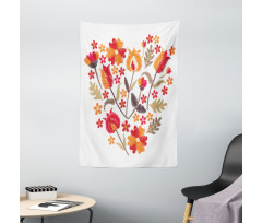 Heart Shaped Flowers Art Tapestry