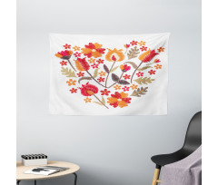 Heart Shaped Flowers Art Wide Tapestry