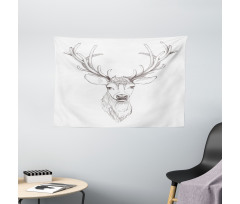 Sketch of Deer Head Wide Tapestry