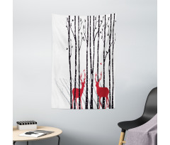 Deer Tree Forest Bird Tapestry