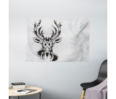 Tribal Deer Shadow Art Wide Tapestry