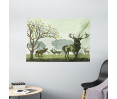 Deer and Nature Park Wide Tapestry
