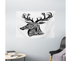 Deer Animal Tattoo Wide Tapestry