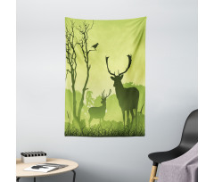 Deer Trees and Crow Bird Tapestry