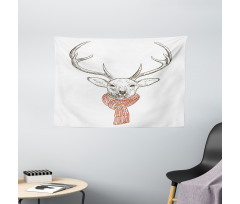 Deer with Scarf Winter Wide Tapestry