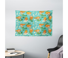 Cartoon Character Sea Wide Tapestry