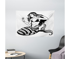 Fish Tailed Young Girl Wide Tapestry