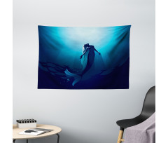 Mermaid in Deep Water Wide Tapestry
