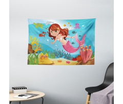 Cheerful Underwater Wide Tapestry