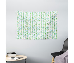 Vertical Leafy Flower Strips Wide Tapestry