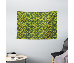 Hawaiian Flowers and Leaves Wide Tapestry
