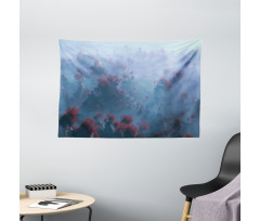 Autumn Trees in Mist Wide Tapestry