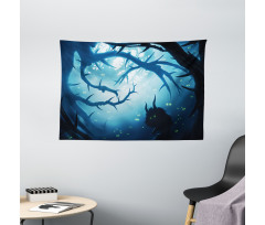Night Forest Halloween Wide Tapestry