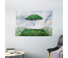 Hot Air Balloon Mountain Wide Tapestry