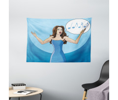 Comic Book Art Singing Woman Wide Tapestry