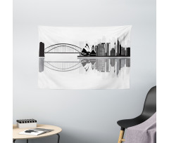 Monochrome Sydney Skyline Wide Tapestry