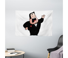 Cartoon Singer Man in Smokin Wide Tapestry