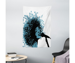 Singer Afro Music Note Hair Tapestry