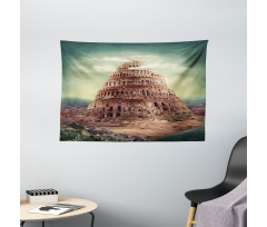 Tower Of Babel Clouds Wide Tapestry