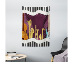 Cartoon Musical Instruments Tapestry