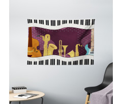 Cartoon Musical Instruments Wide Tapestry