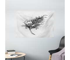 Doodle Style Plumage Boho Wide Tapestry