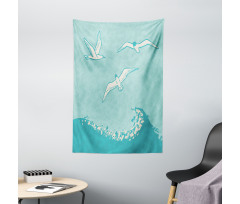 Seagulls Flying over Waves Tapestry