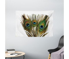 Close up Peacock Feather Wide Tapestry