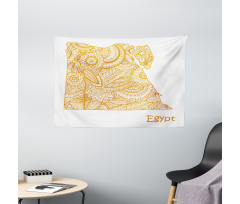 Egypt Map Flower Wide Tapestry